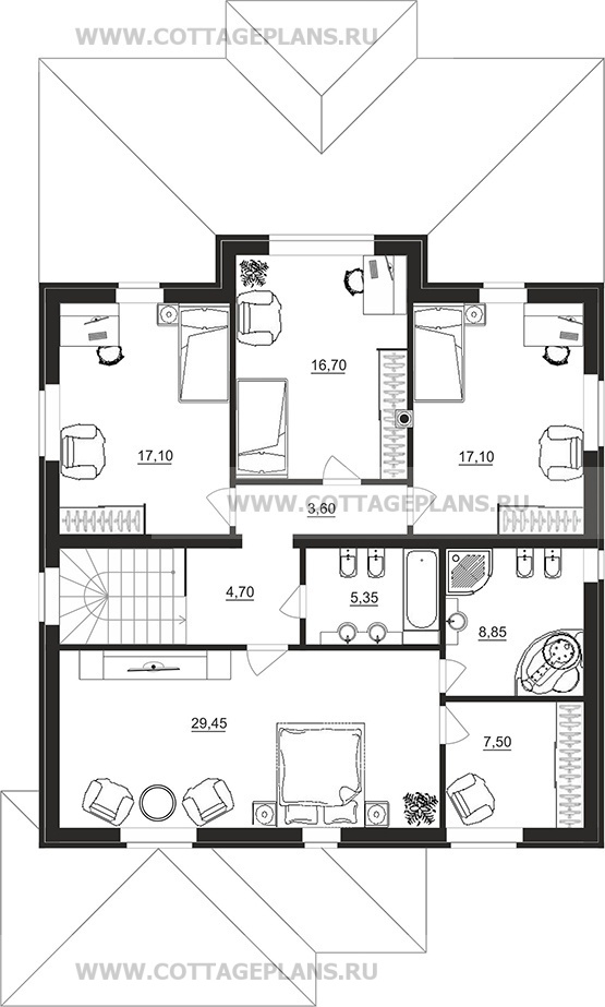 Поэтажные планы проект дома 29-66 общ. площадь 225,60 м2