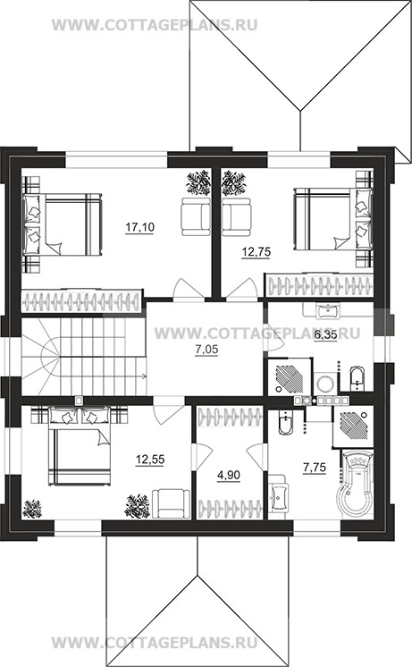 Поэтажные планы проект дома 106-46 общ. площадь 139,25 м2
