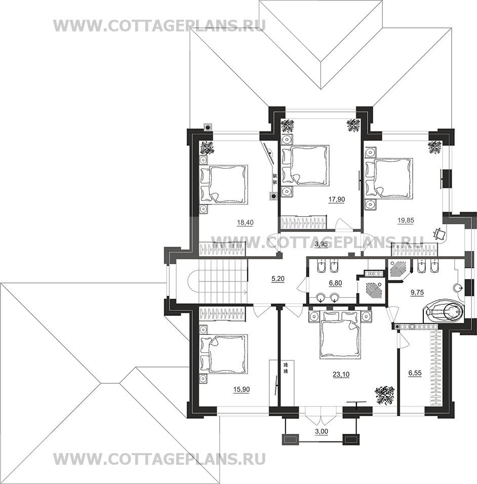 Поэтажные планы проект дома 201-95 общ. площадь 424,60 м2