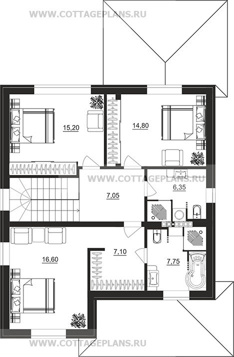 Поэтажные планы проект дома 206-66 общ. площадь 152,05м2