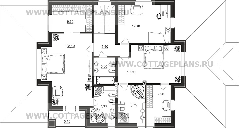 Поэтажные планы проект дома 29-85 общ. площадь 245,35 м2
