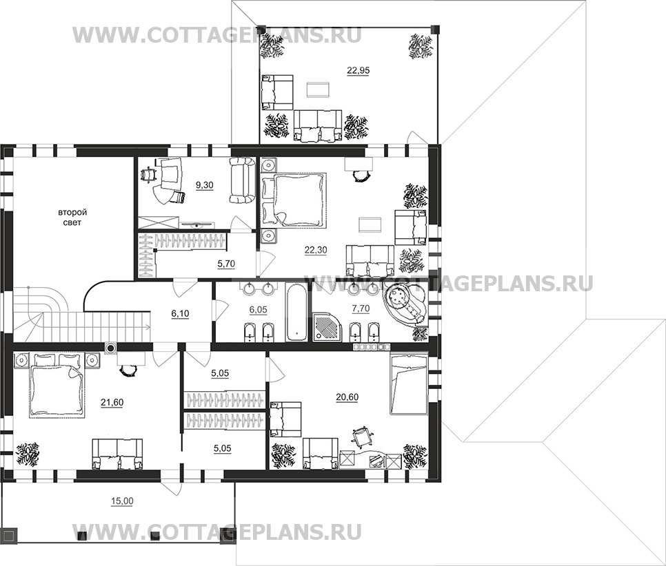 Поэтажные планы проект дома 200-08 общ. площадь 315,05 м2