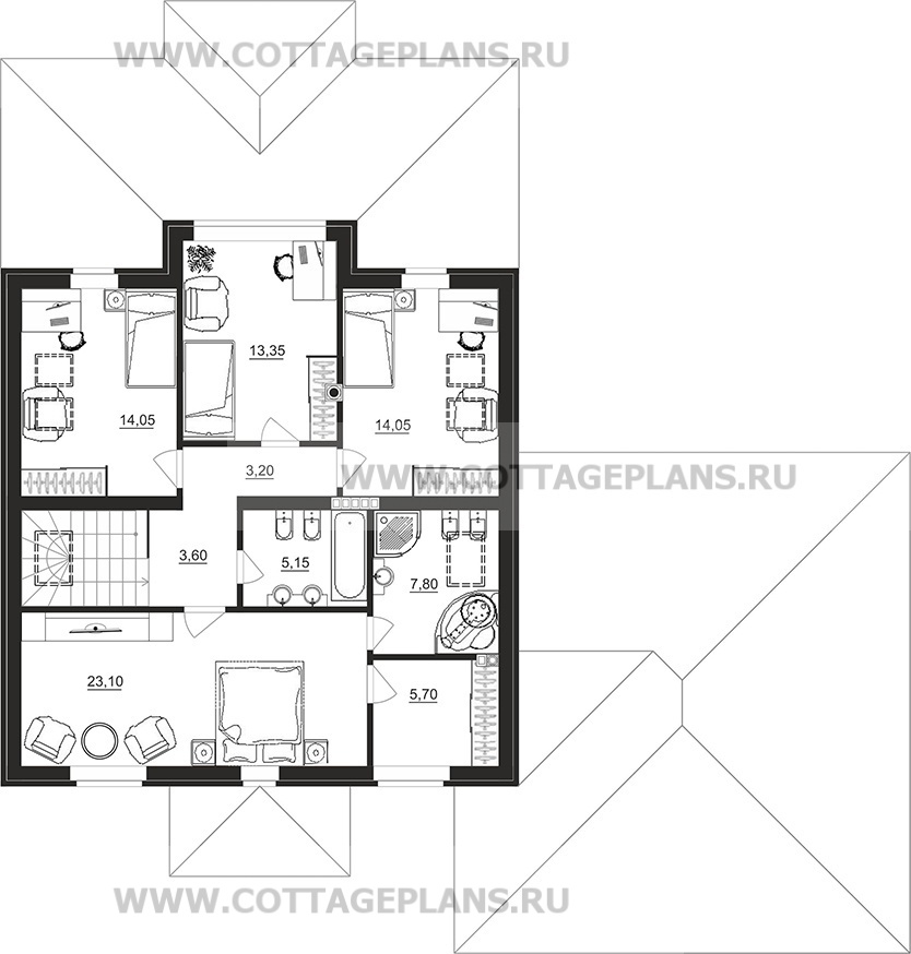 Поэтажные планы проект дома 77-92 общ. площадь 231,75 м2