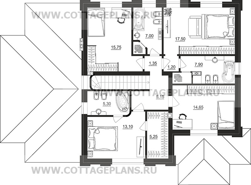 Поэтажные планы проект дома 205-35 общ. площадь 291,25 м2