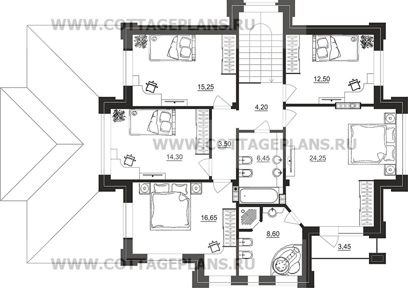Поэтажные планы проект дома 201-79 общ. площадь 317,40 м2