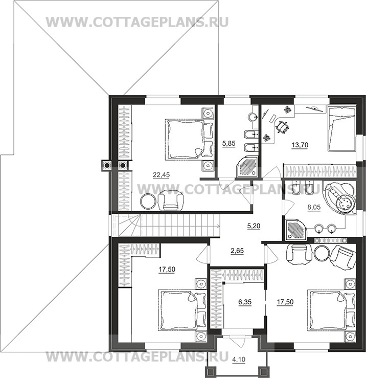 Поэтажные планы проект дома 75-16 общ. площадь 227,90 м2