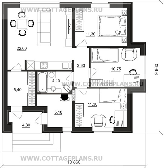 Поэтажные планы проект дома 90-89 общ. площадь 73,45 м2