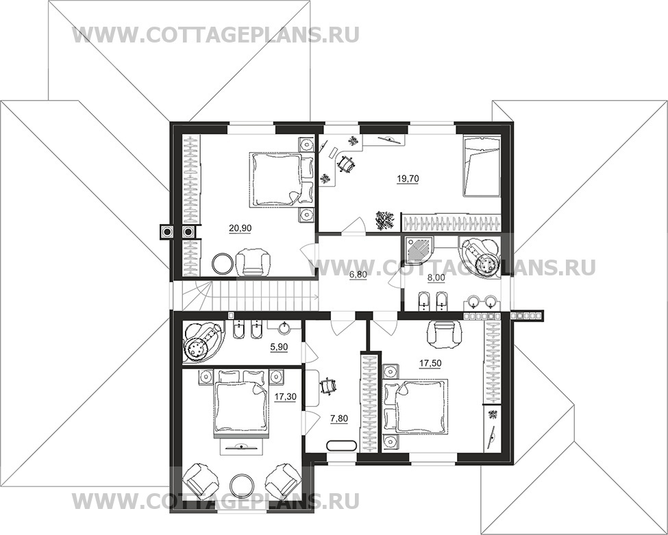 Поэтажные планы проект дома 76-27 общ. площадь 455,70 м2
