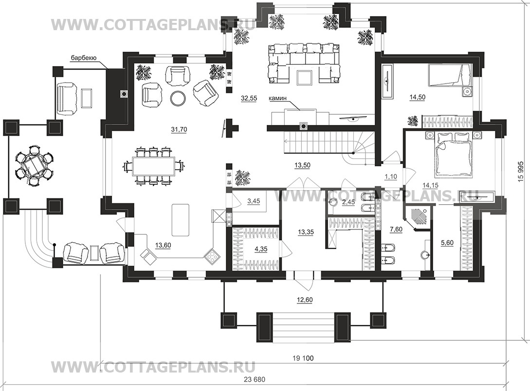 Поэтажные планы проект дома 203-25 общ. площадь 489,80 м2