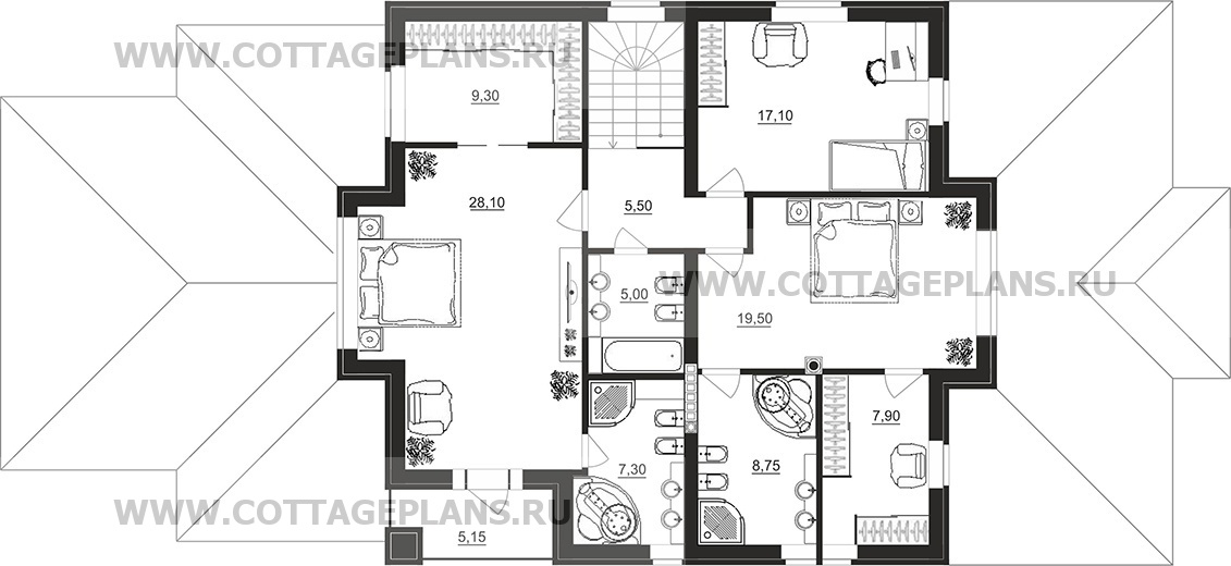 Поэтажные планы проект дома 29-92 общ. площадь 267,45 м2