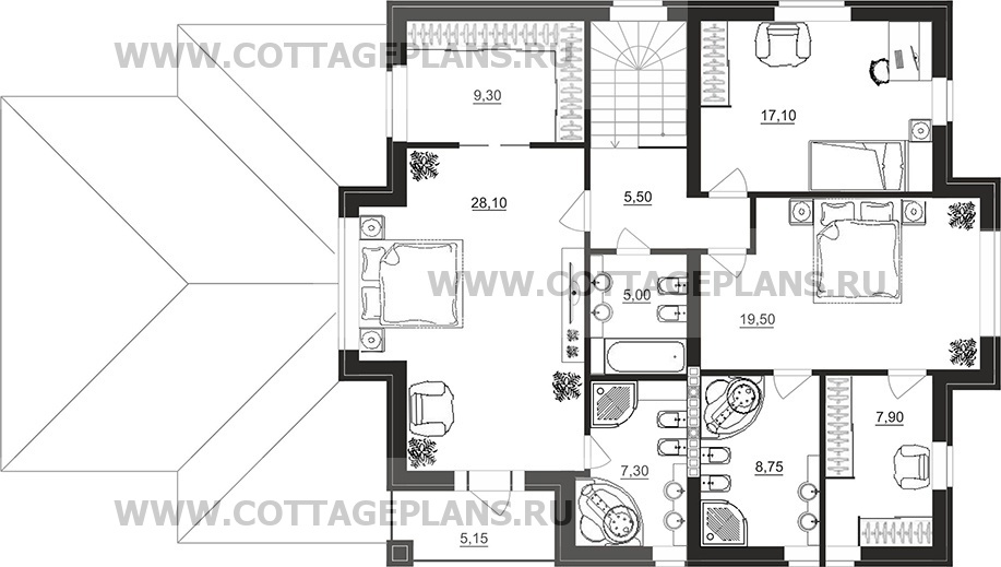 Поэтажные планы проект дома 95-08 общ. площадь 258,35 м2