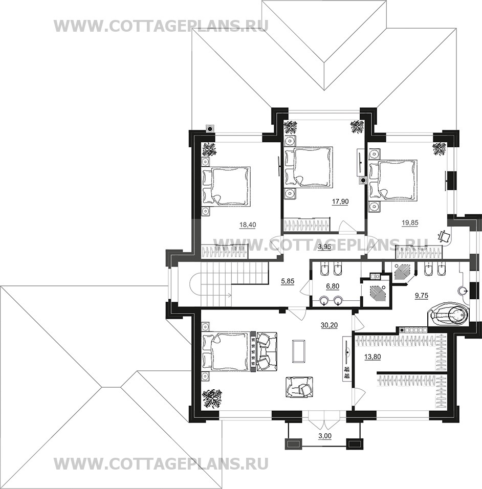 Поэтажные планы проект дома 200-95 общ. площадь 303,95 м2