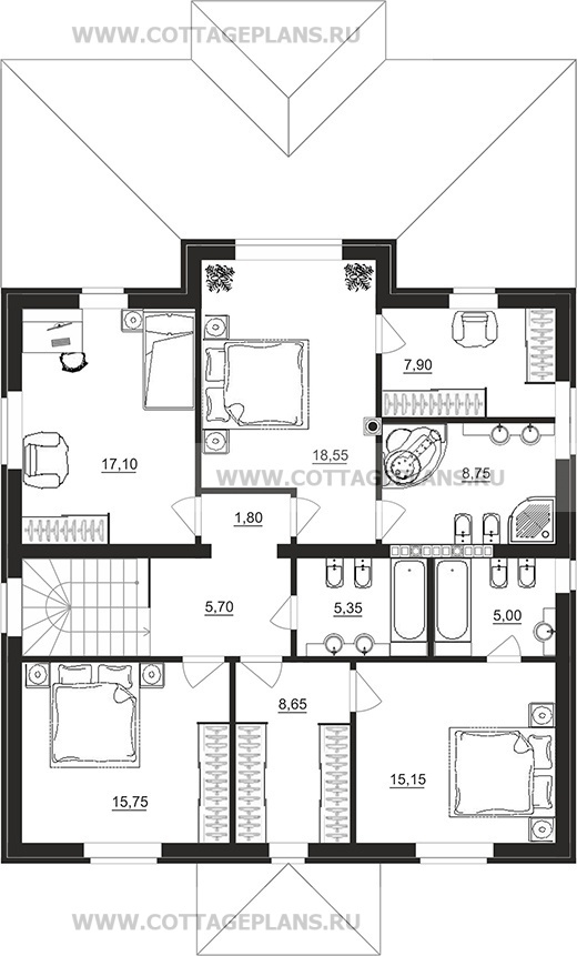 Поэтажные планы проект дома 93-58 общ. площадь 321,10 м2