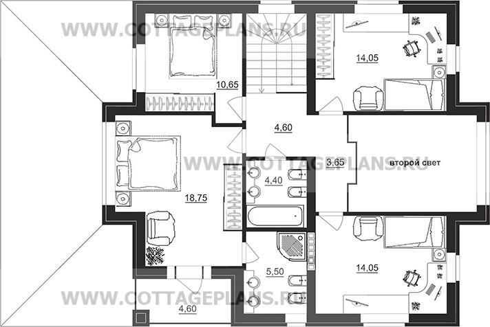 Поэтажные планы проект дома 96-65 общ. площадь 267,40 м2