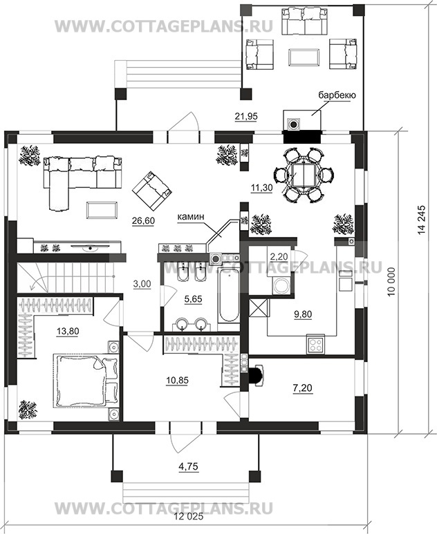 Поэтажные планы проект дома 75-43 общ. площадь 181,40 м2