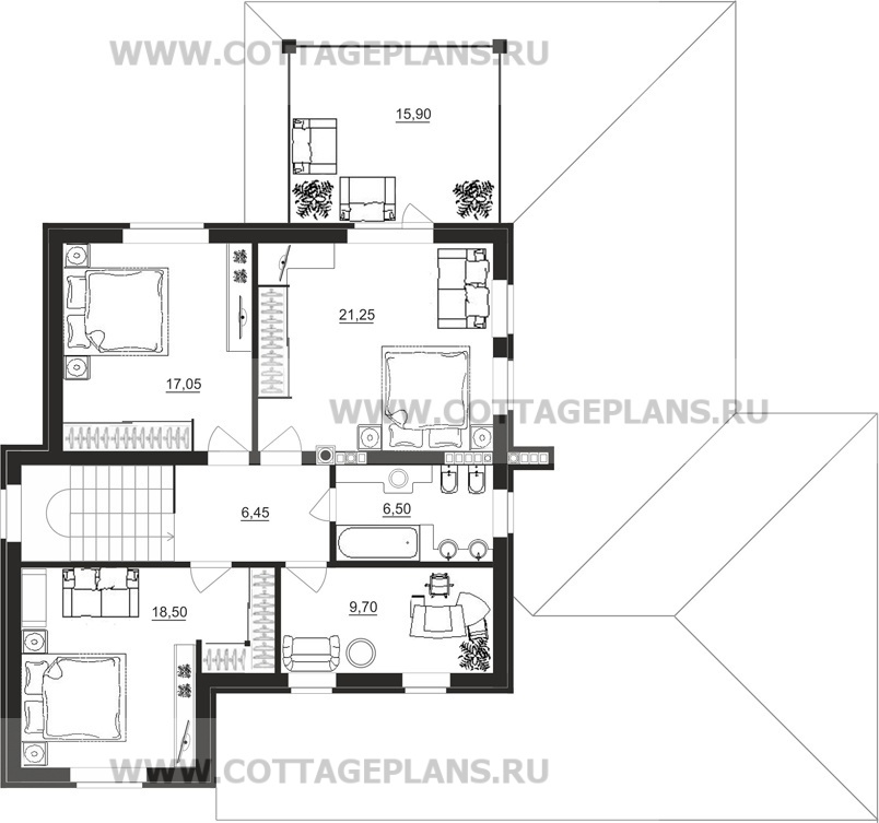 Поэтажные планы проект дома 24-07 общ. площадь 311,80 м2