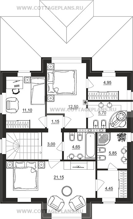 Поэтажные планы проект дома 93-39 общ. площадь 220,20 м2