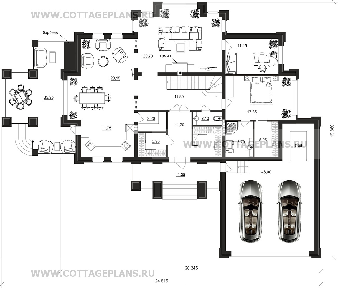 Поэтажные планы проект дома 101-35 общ. площадь 487,00 м2