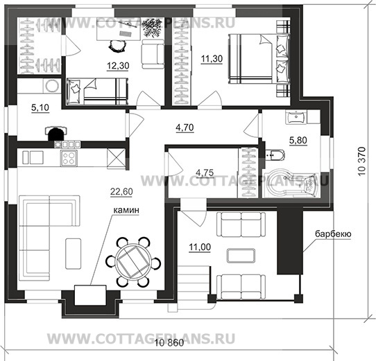 Поэтажные планы проект дома 900-51 общ. площадь 66,55 м2