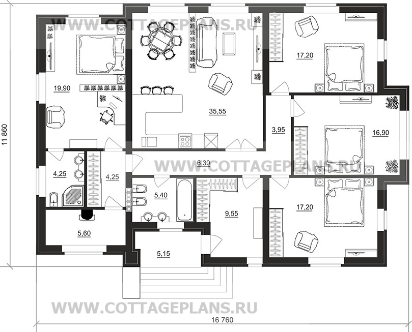Поэтажные планы проект дома 07-53 общ. площадь 146,65 м2