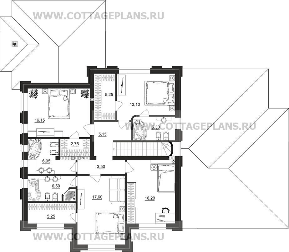 Поэтажные планы проект дома 205-29 общ. площадь 368,85 м2