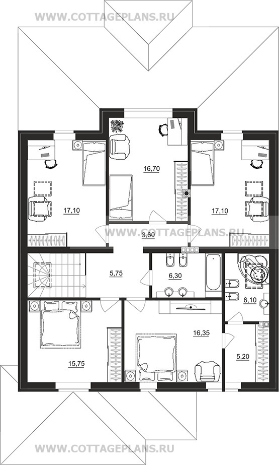 Поэтажные планы проект дома 77-90 общ. площадь 225,60 м2