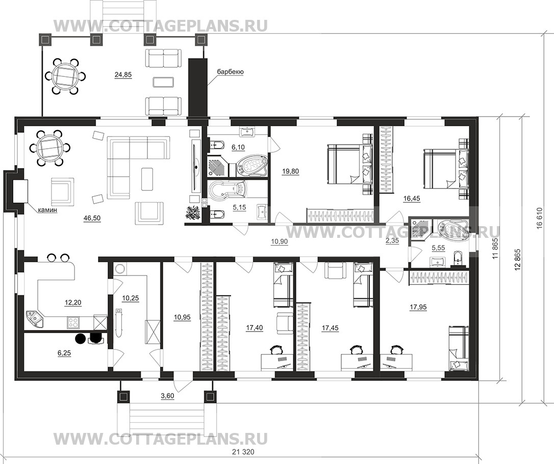 Поэтажные планы проект дома 702-44 общ. площадь 199,55 м2