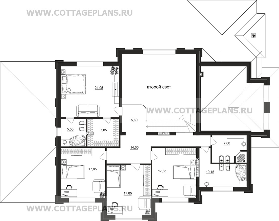 Поэтажные планы проект дома 203-86 общ. площадь 550,25 м2