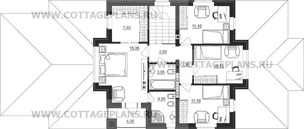 Поэтажные планы проект дома 93-90 общ. площадь 262,35 м2