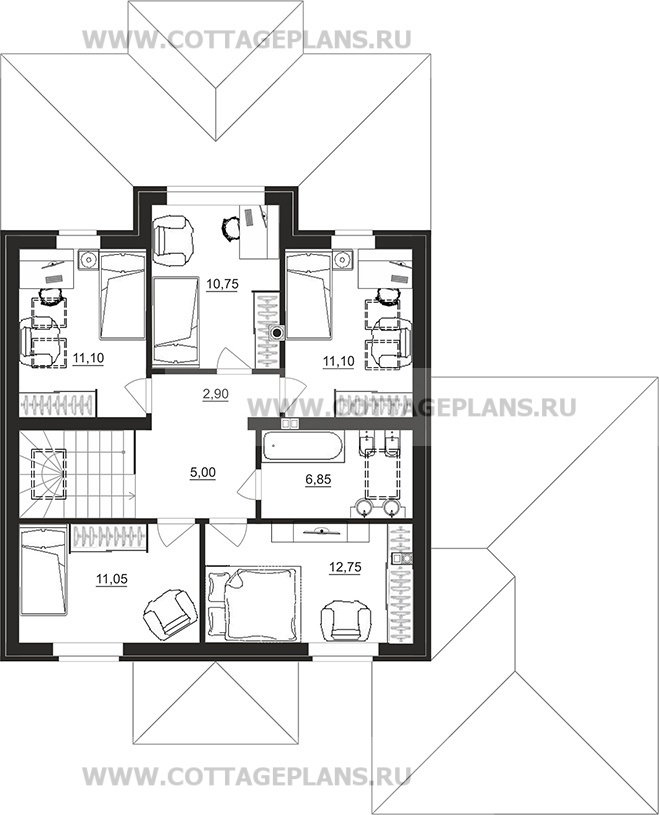 Поэтажные планы проект дома 77-94 общ. площадь 171,60 м2