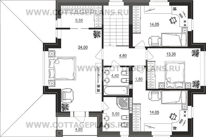 Поэтажные планы проект дома 92-97 общ. площадь 196,30 м2