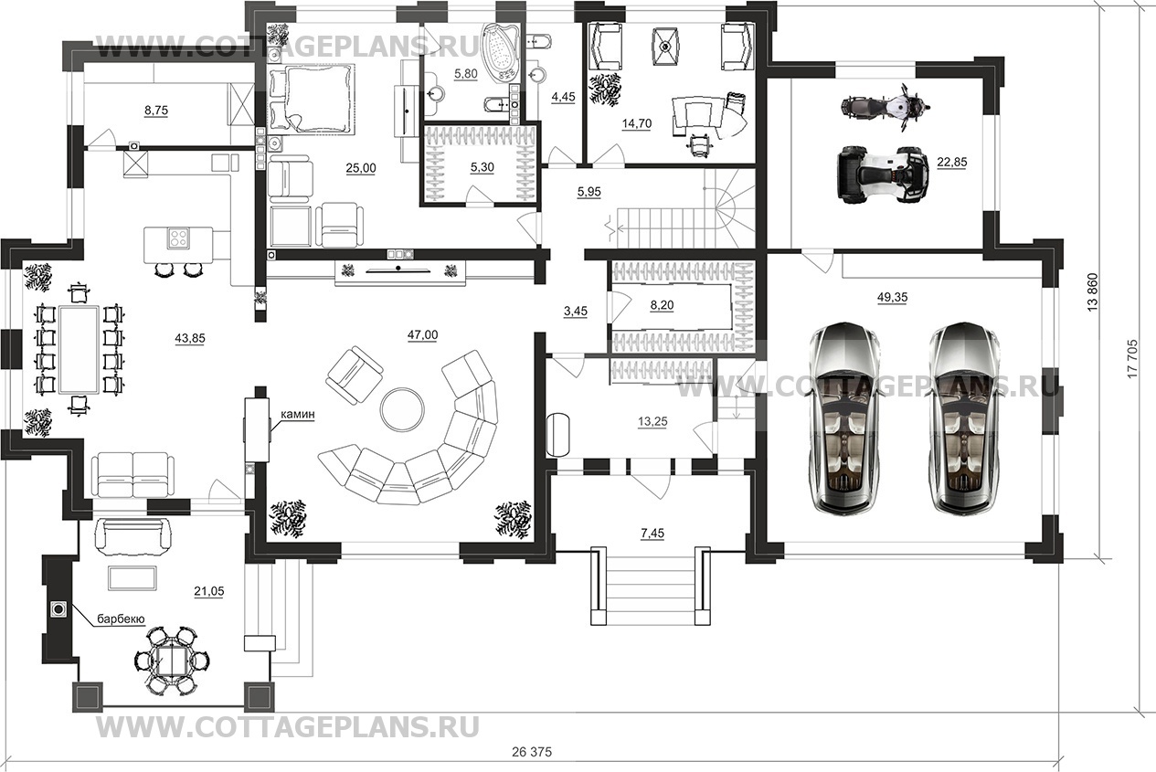 Поэтажные планы проект дома 203-59 общ. площадь 604,4 м2