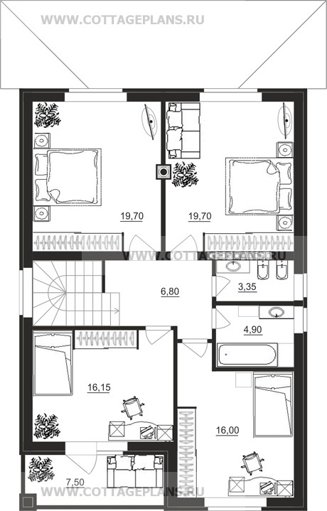Поэтажные планы проект дома 16-59 общ. площадь 253,90 м2