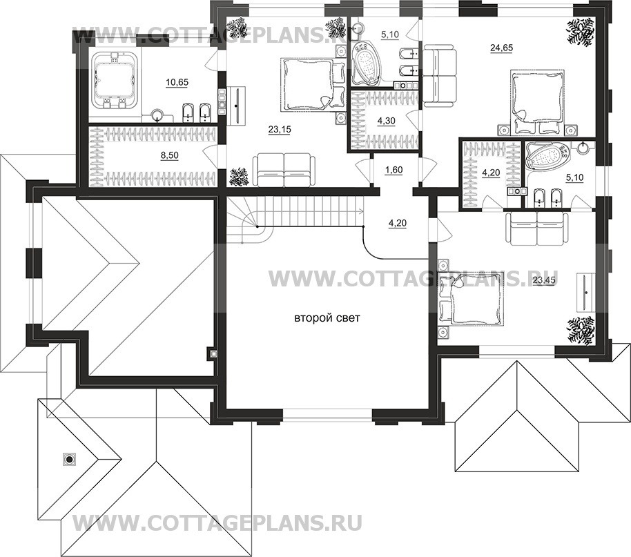 Поэтажные планы проект дома 102-35 общ. площадь 304,35 м2