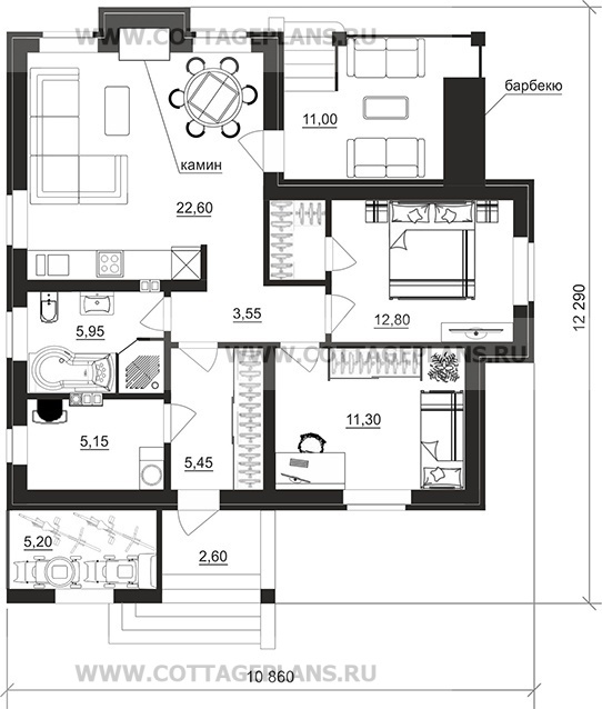 Поэтажные планы проект дома 700-30 общ. площадь 66,80 м2