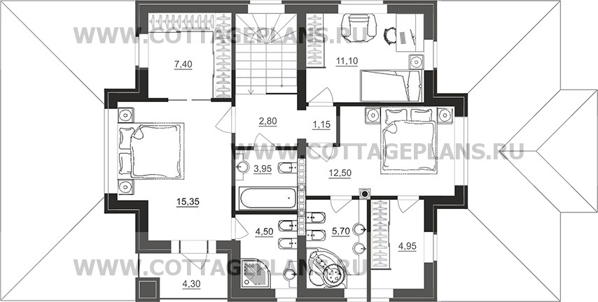 Поэтажные планы проект дома 93-93 общ. площадь 270,10 м2
