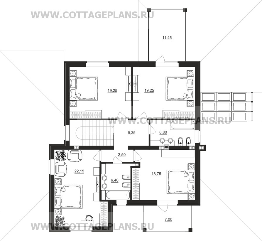 Поэтажные планы проект дома 92-31 общ. площадь 287,35 м2
