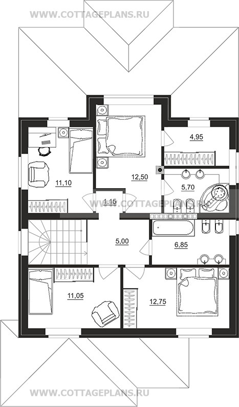 Поэтажные планы проект дома 93-64 общ. площадь 211,80 м2
