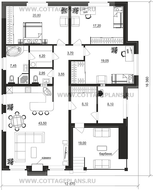 Поэтажные планы проект дома 900-50 общ. площадь 138,60 м2