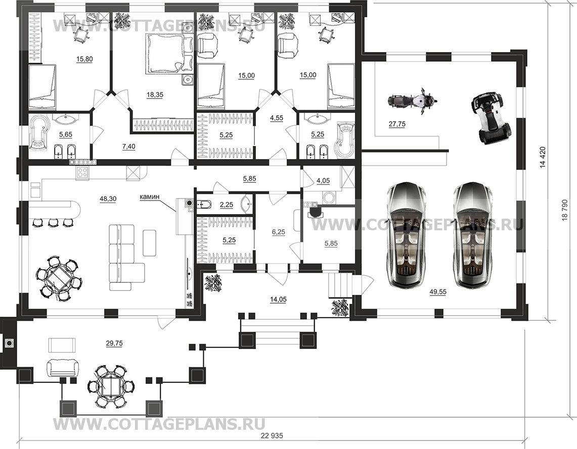 Поэтажные планы проект дома 07-85 общ. площадь 246,30 м2