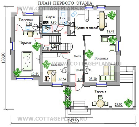 Поэтажные планы проект дома 55-03 общ. площадь 214.0м2
