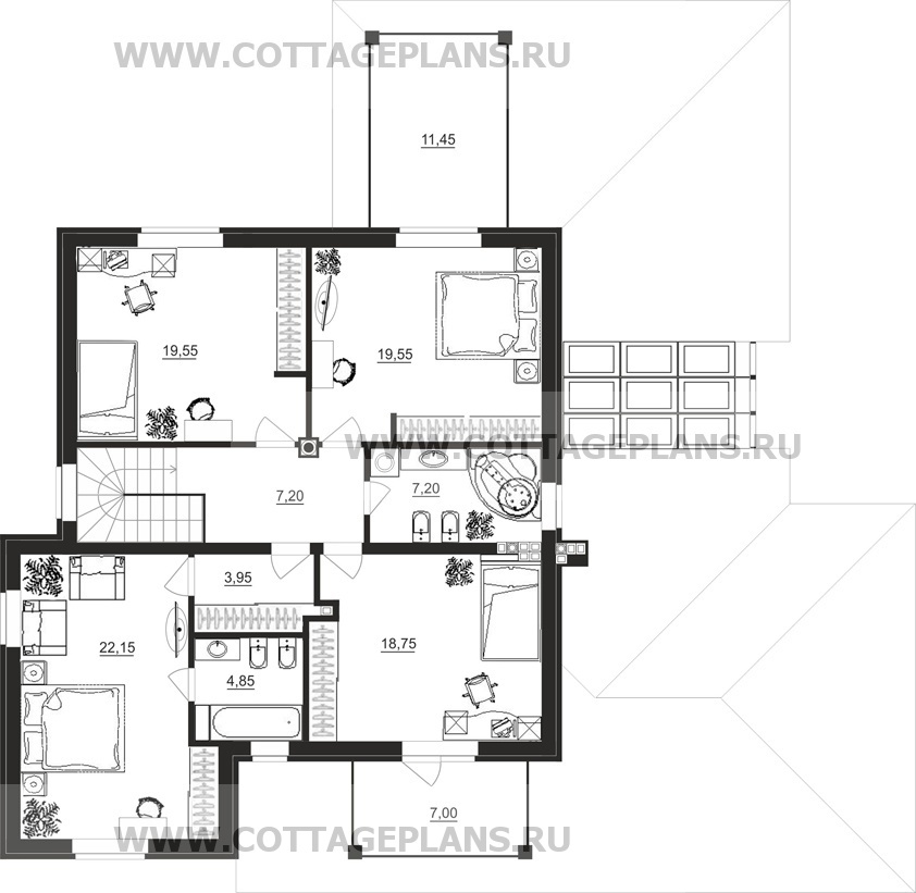 Поэтажные планы проект дома 16-69 общ. площадь 389,20 м2