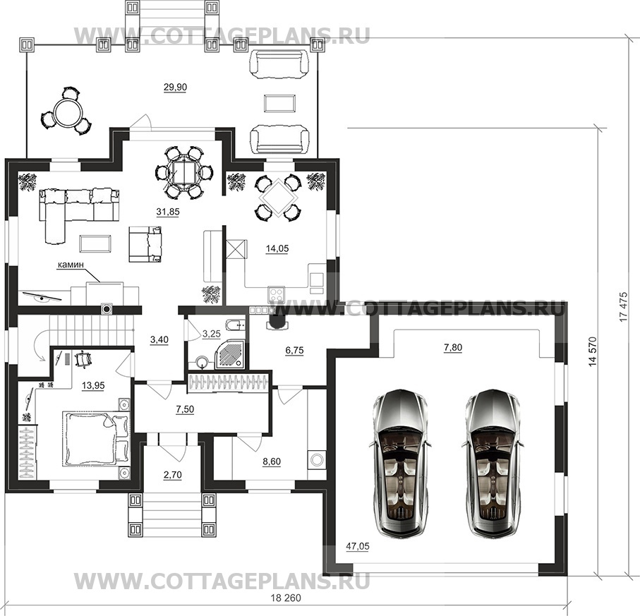Поэтажные планы проект дома 29-76 общ. площадь 233,05 м2