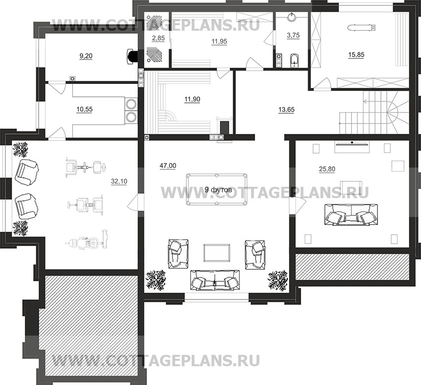 Поэтажные планы проект дома 103-53 общ. площадь 532,2 м2