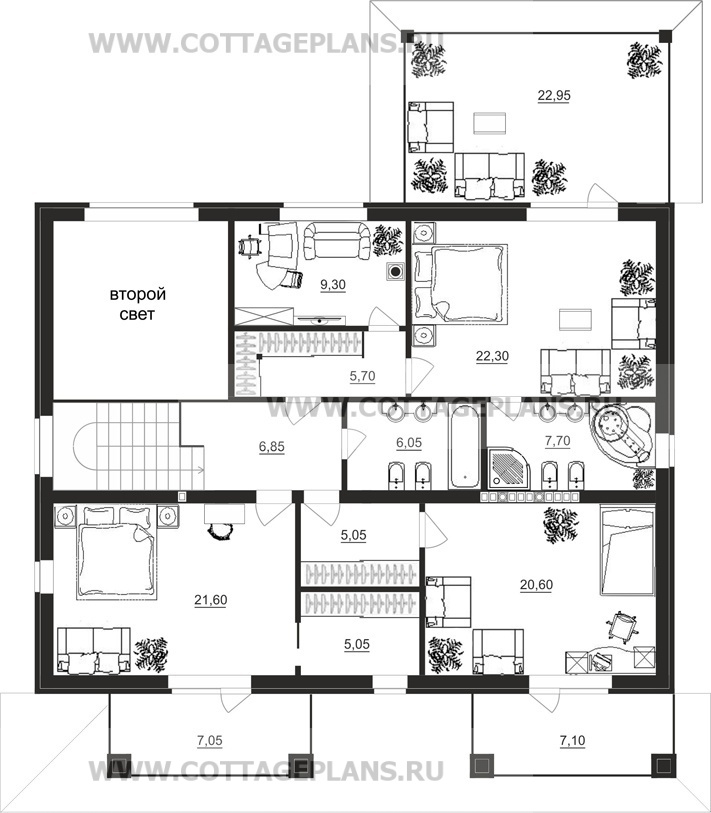 Поэтажные планы проект дома 14-65 общ. площадь 415,25 м2