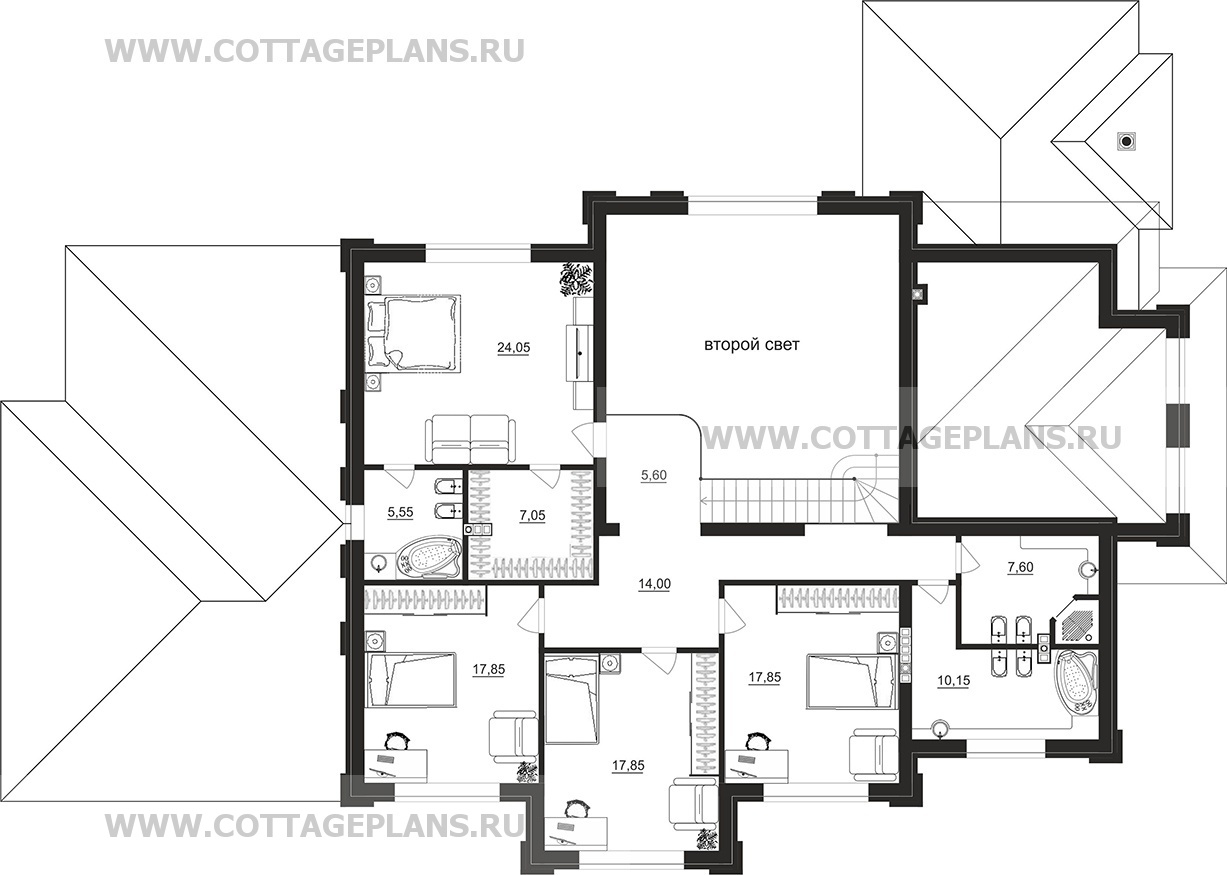 Поэтажные планы проект дома 202-77 общ. площадь 341,7 м2