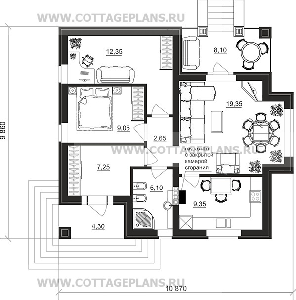 Поэтажные планы проект дома 90-43 общ. площадь 64,05 м2