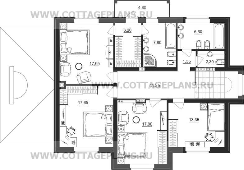 Поэтажные планы проект дома 93-12 общ. площадь 308,90 м2