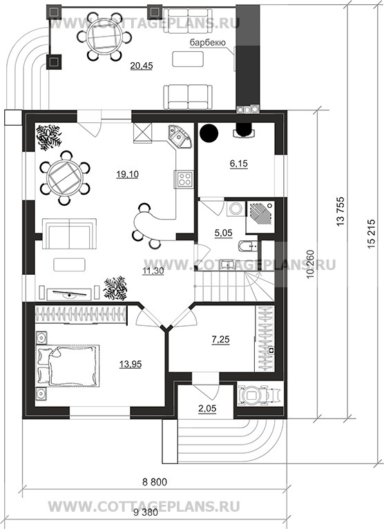 Поэтажные планы проект дома 204-80 общ. площадь 128,75 м2