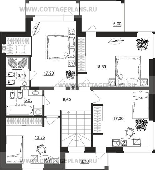 Поэтажные планы проект дома 22-77 общ. площадь 265,85 м2